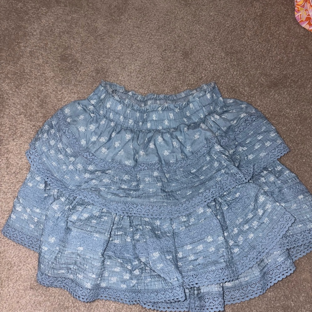 Aerie Light Blue Lace A-Line Skirt
